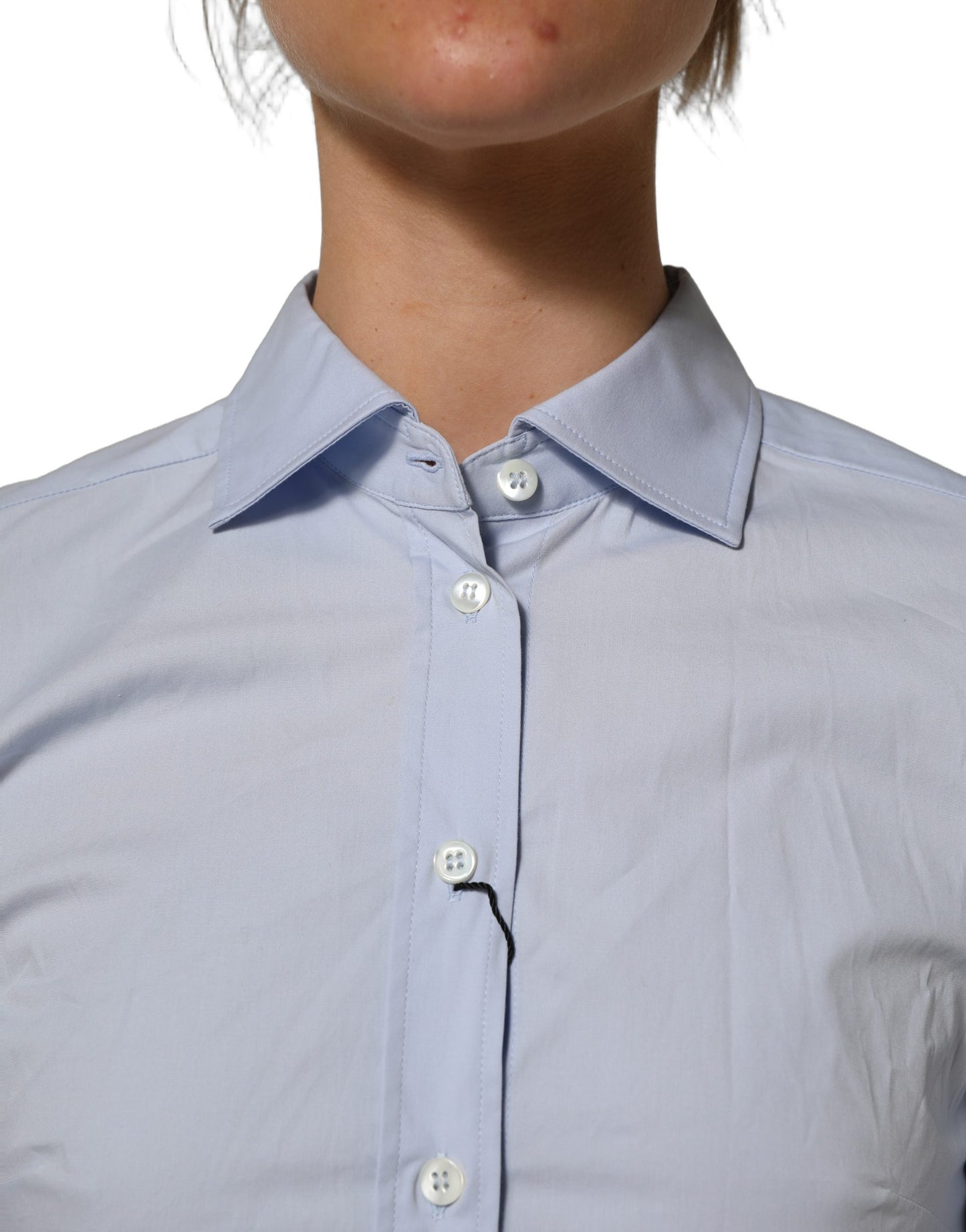 Blue Collared Long Sleeves Dress Shirt Top