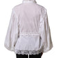 White Ruffled Lace Embellished Blouse Top