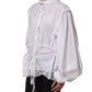 White Ruffled Lace Embellished Blouse Top