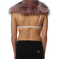 Pink Acrylic Faux Fur Knit Shrug Vest Top