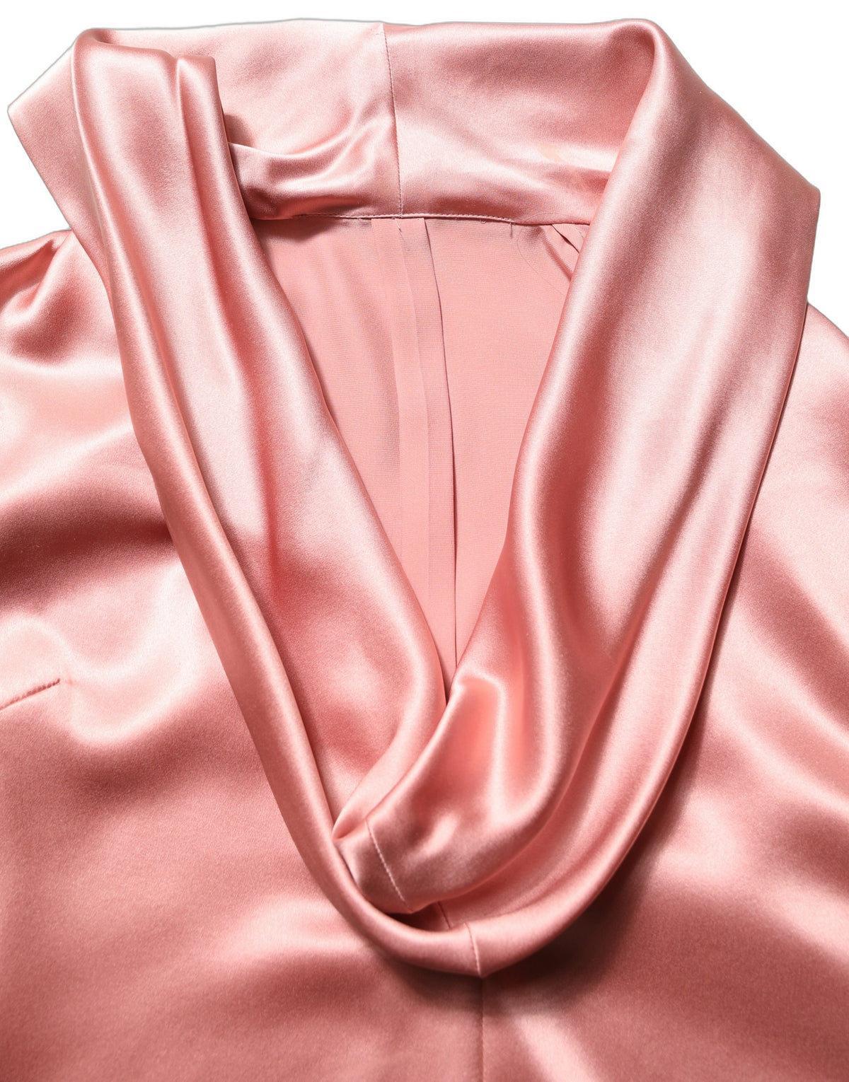 Pink Satin Silk V-neck Long Sleeves Blouse Top