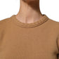 Brown Wool Short Sleeves Cropped Blouse Top