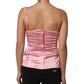 Pink Silk Satin Padded Bra Corset Style Top
