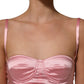 Pink Silk Satin Padded Bra Corset Style Top