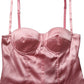 Pink Silk Satin Padded Bra Corset Style Top