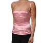 Pink Silk Satin Padded Bra Corset Style Top