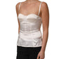 White Silk Satin Padded Bra Corset Style Top