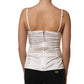 White Silk Satin Padded Bra Corset Style Top