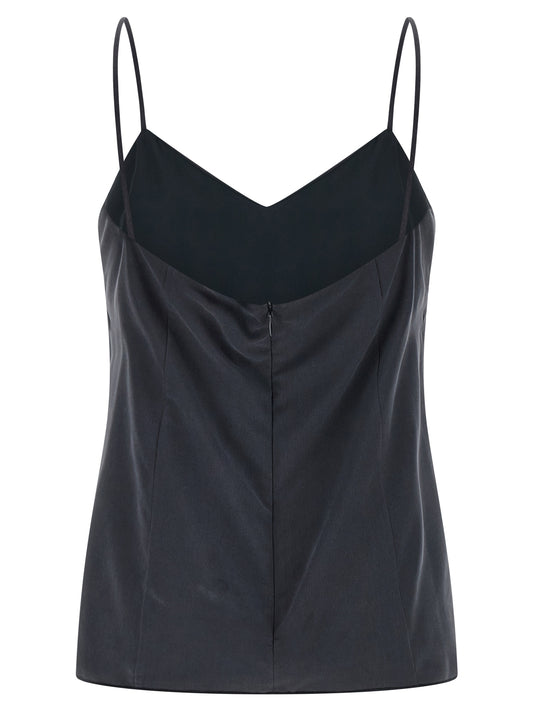 Gray Silk Sleeveles T-Shirt