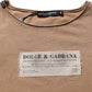 Brown Cotton Logo Patch Round Neck T-shirt