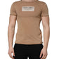Brown Cotton Logo Patch Round Neck T-shirt
