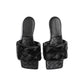 Black Lamb Leather Flat Sandals