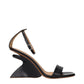 Black Leather Stiletto Heel Sandals