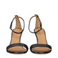 Black Leather Stiletto Heel Sandals