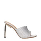 Gray Satin Stiletto Heel Sandals