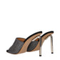 Black Satin Stiletto Heel Sandals