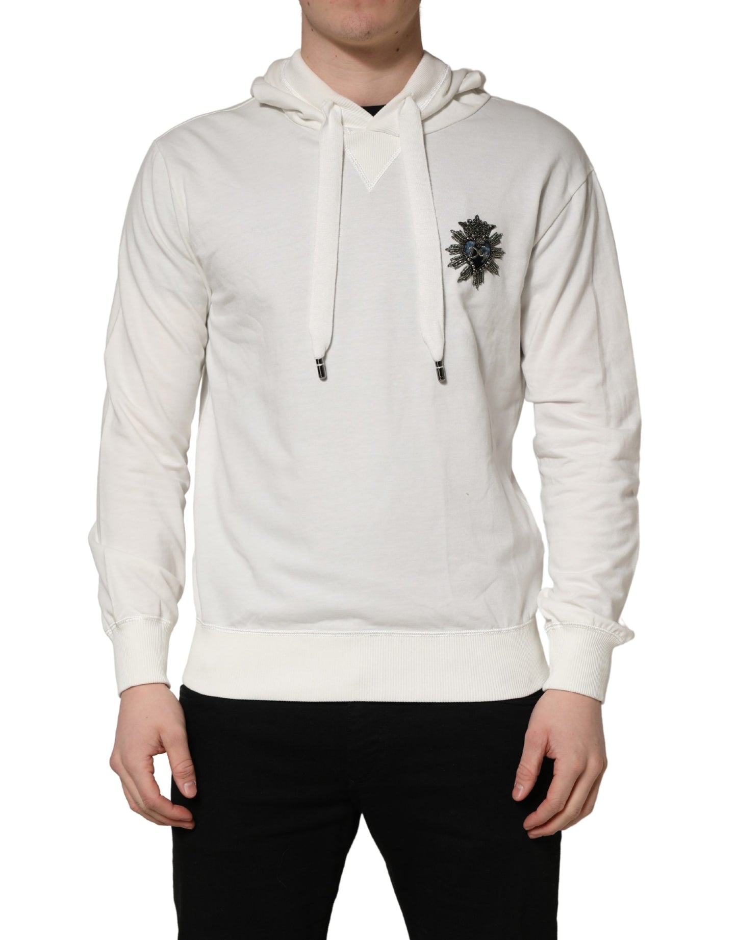 White Cotton Hooded Sweatshirt Sweater