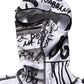 White Jersey Graffiti Print Balaclava Hood Sweater