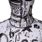 White Jersey Graffiti Print Balaclava Hood Sweater