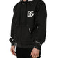Black Cotton Logo Hooded Full Zip Sweater