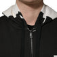 Black Cotton Logo Hooded Full Zip Sweater