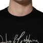 Black embroidered Logo Crew Neck Pullover Sweater