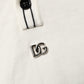 White Cotton Blend Men Polo Pullover Sweater