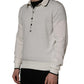White Cotton Blend Men Polo Pullover Sweater