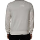 White Cotton Blend Men Polo Pullover Sweater