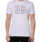 White DG Logo Print Short Sleeves Men T-shirt