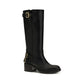 Black Calf Leather Bos Taurus Flat Boots
