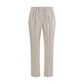 Beige Cotton Casual Pants