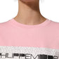 Pink Cotton Logo Long Sleeves Pullover Sweater