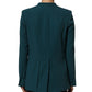 Dark Green Beige Polyester Overcoat Women Blazer Jacket