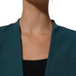 Dark Green Beige Polyester Overcoat Women Blazer Jacket