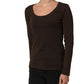 Brown Long Sleeves Round Neck Top