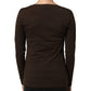 Brown Long Sleeves Round Neck Top