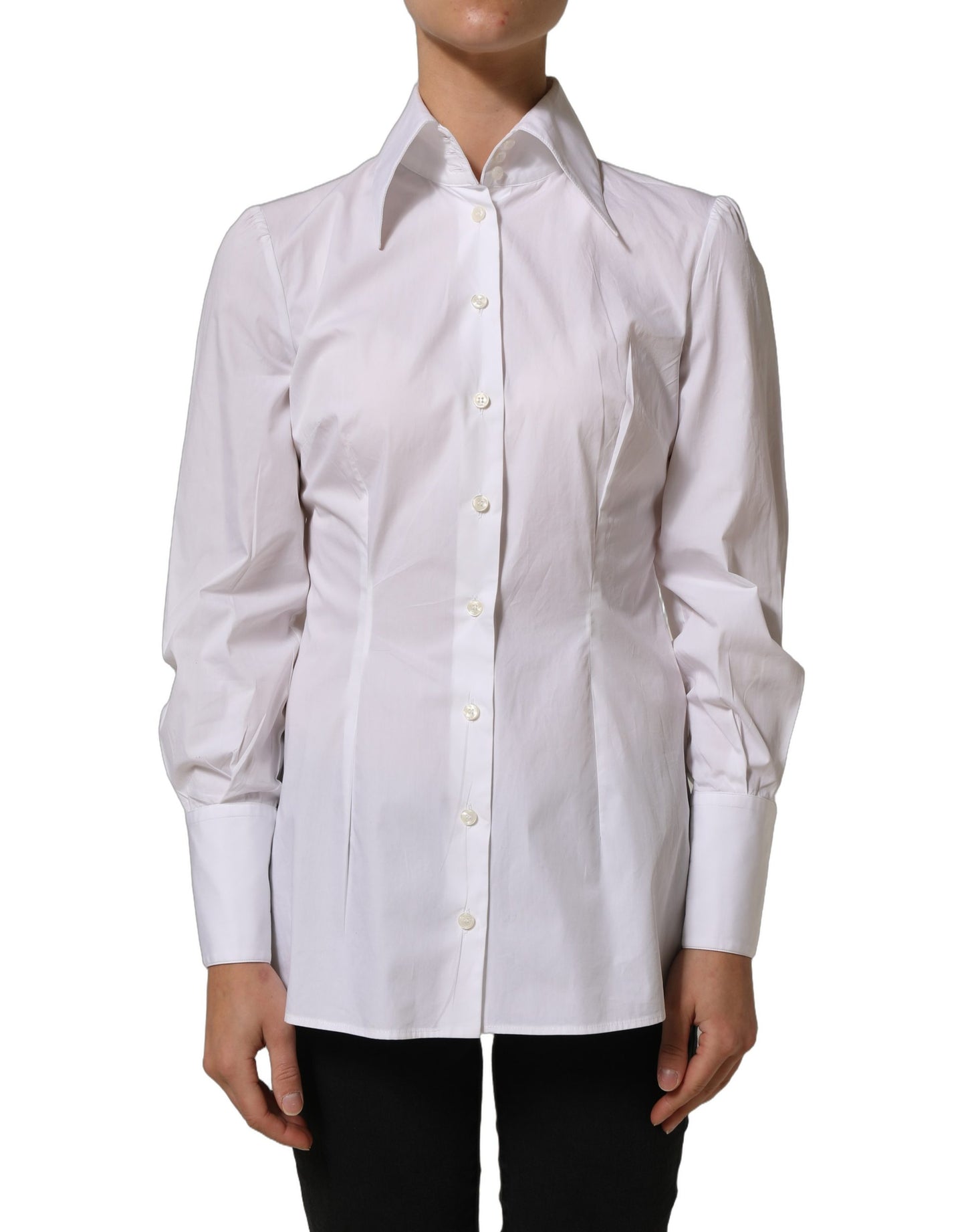 White Collared Long Sleeves Dress Shirt Top