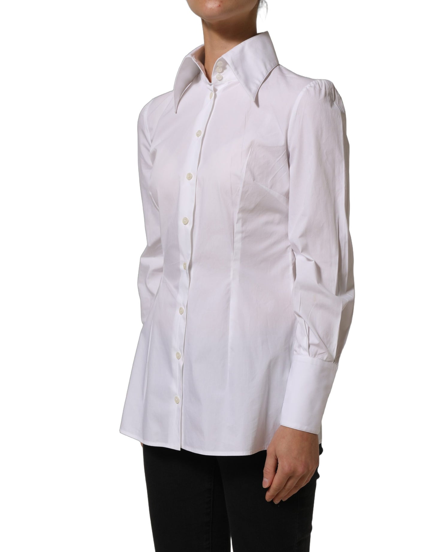 White Collared Long Sleeves Dress Shirt Top