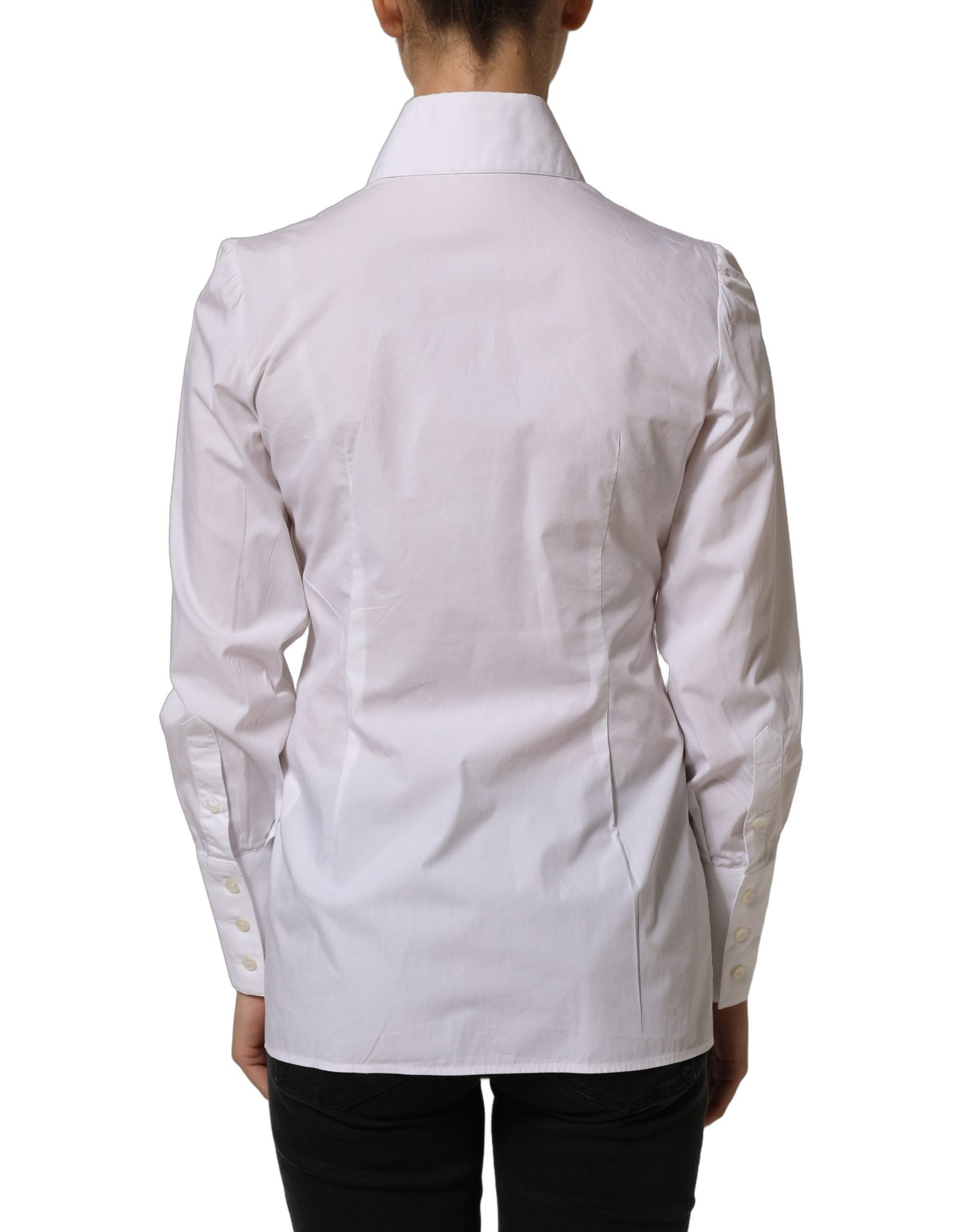 White Collared Long Sleeves Dress Shirt Top