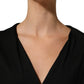 Black Silk Long Sleeves Draped Blouse Top