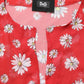 Red Floral V-neck Polyester Kaftan Blouse Top