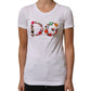 White DG Logo Embellished Round Neck T-shirt