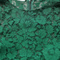 Green Floral Lace Round Neck Blouse Top