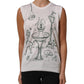White Silk Knit Garden Fountain Print Tank Top