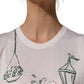 White Silk Knit Garden Fountain Print Tank Top