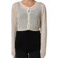 White Knit Cropped Wool Cardigan Sweater