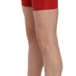 Red Mid Waist Cotton Stretch Slim Mini Shorts