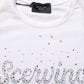 White Crew Neck Short Sleeves Embellished T-shirt