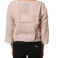 Light Pink Linen V-Neck Long Sleeves Blouse Top